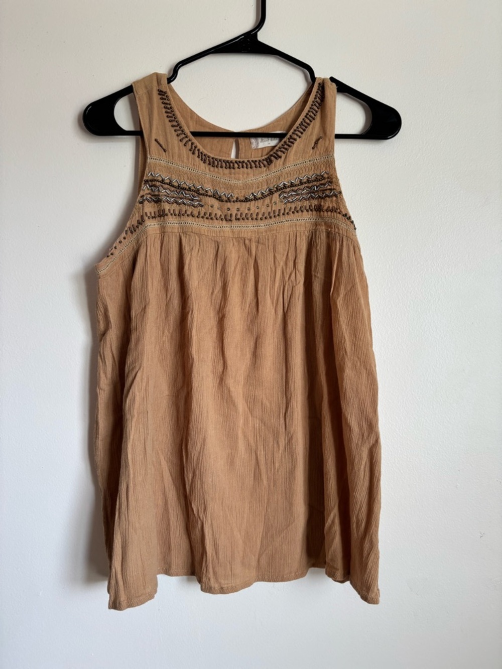 Altar'd State Tan Embroidered Sleeveless Tank